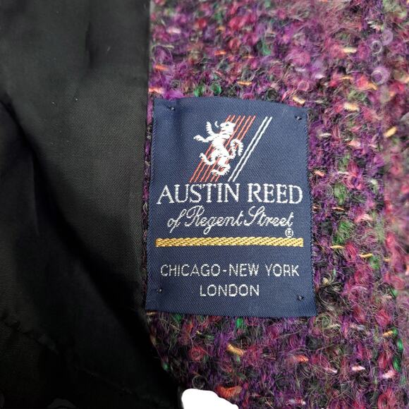 Vintage Austin Reed Purple Boucle Tweed Wool Flecked Cropped Blazer Jacket Sz 10 - Picture 15 of 16